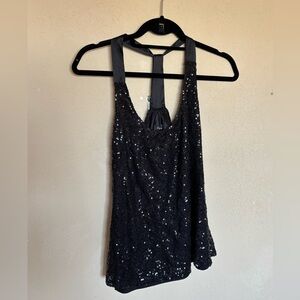 💖Express racerback tank top shirt black sequins size M